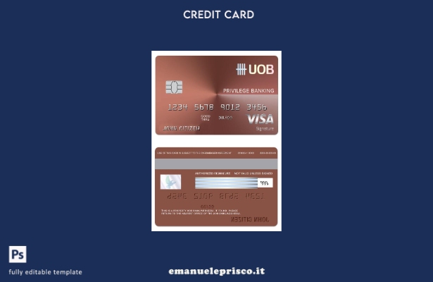 modello di carta con firma di debito per visto bancario Indonesia UOB in stile v